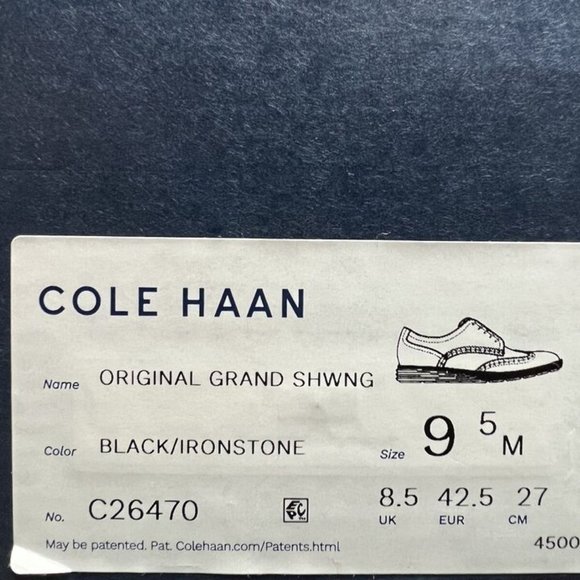 Cole Haan Mens Original Grand Shortwing Oxford Black Size 9.5 M